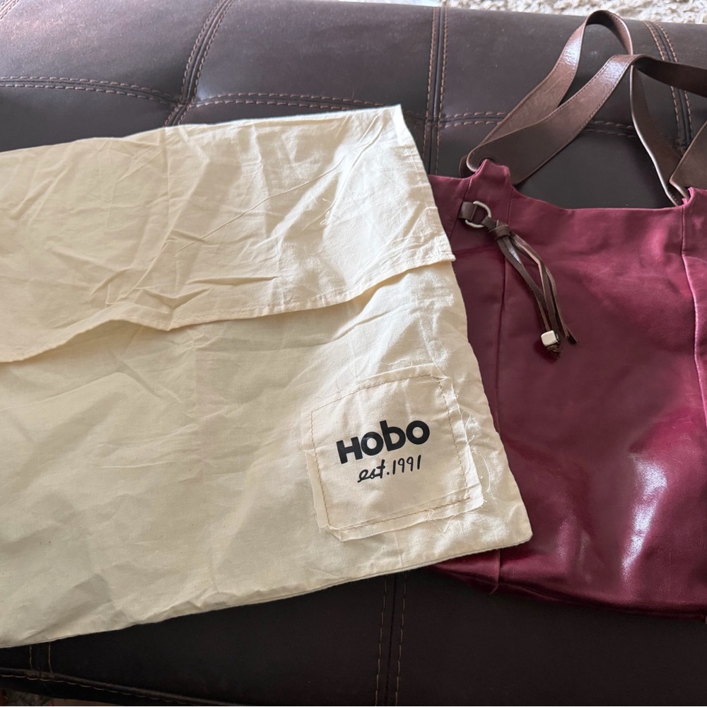 HOBO Wine Leather Hobo with Brown Straps